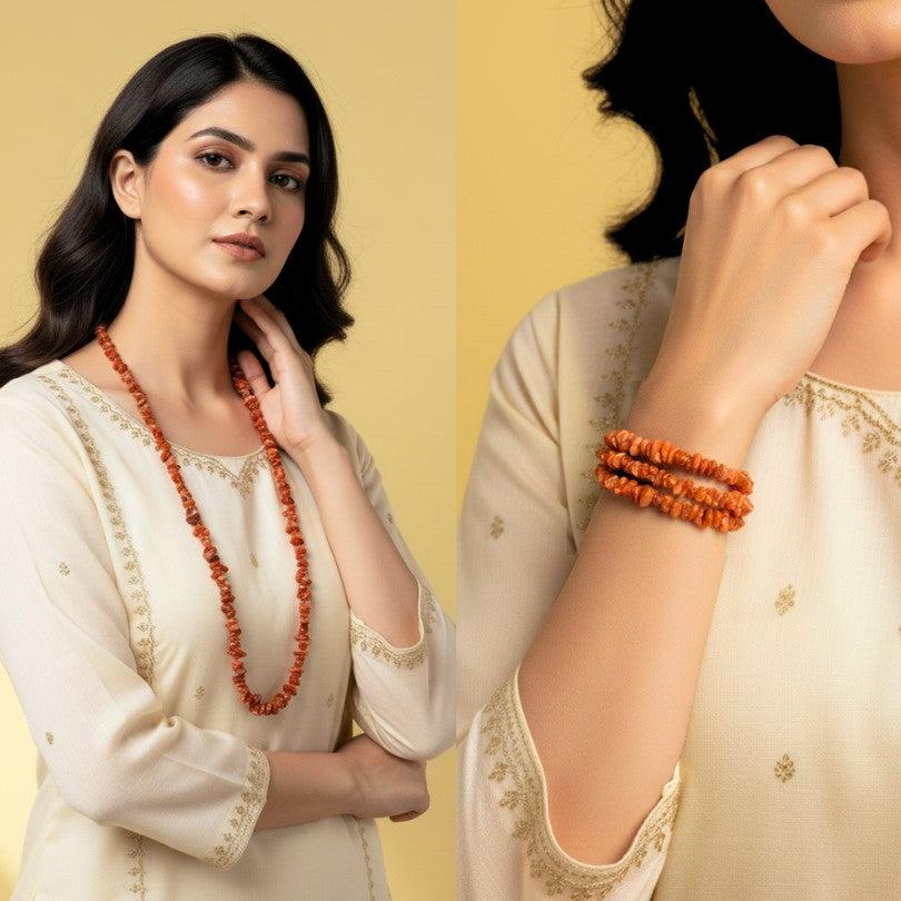 Vibrant Carnelian Necklace | Carnelian Stone - For All | Includes: Necklace/Bracelet