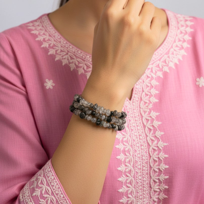 Cosmic Veins Necklace | Black Rutile Stone - For All | Includes: Necklace