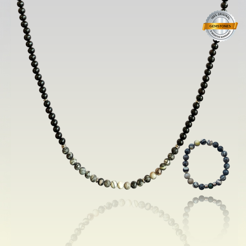 Fiery Tiger Eye Set | Red Tiger Eye - For Unisex | Includes: Necklace & Bracelet