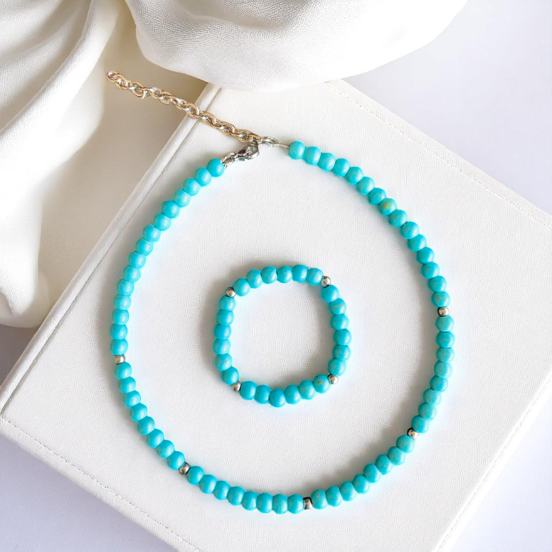 Ocean Turquoise Set | Turquoise - For Kids Girls | Includes: Necklace & Bracelet