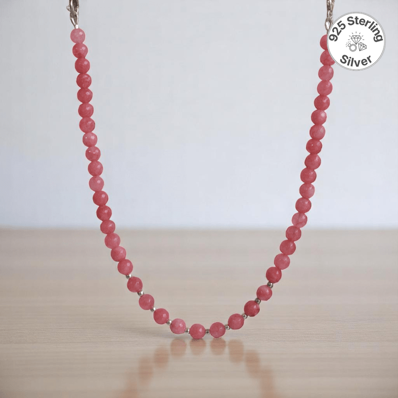 Joy Charm Necklace | 925 Silver & Rhodonite Stone - For Girl Kids | Includes: Necklace