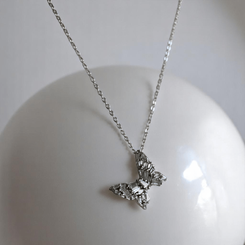 Shiny Butterfly Necklace | 925 Silver - For Women | Includes: Necklace