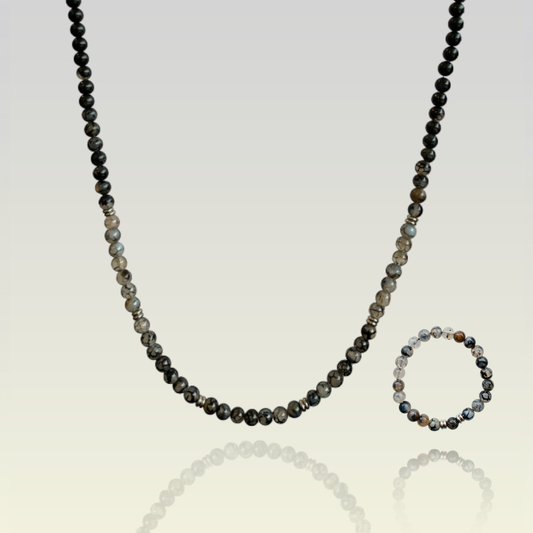 Mystic Dragon Vein Set | Dragon Vein Agate - For Unisex | Includes: Necklace & Bracelet