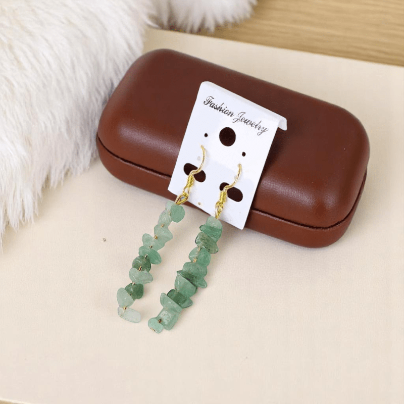 Lucky Aventurine Earrings | Aventurine Stone, Stainless Steel - For Women | Includes: Earrings