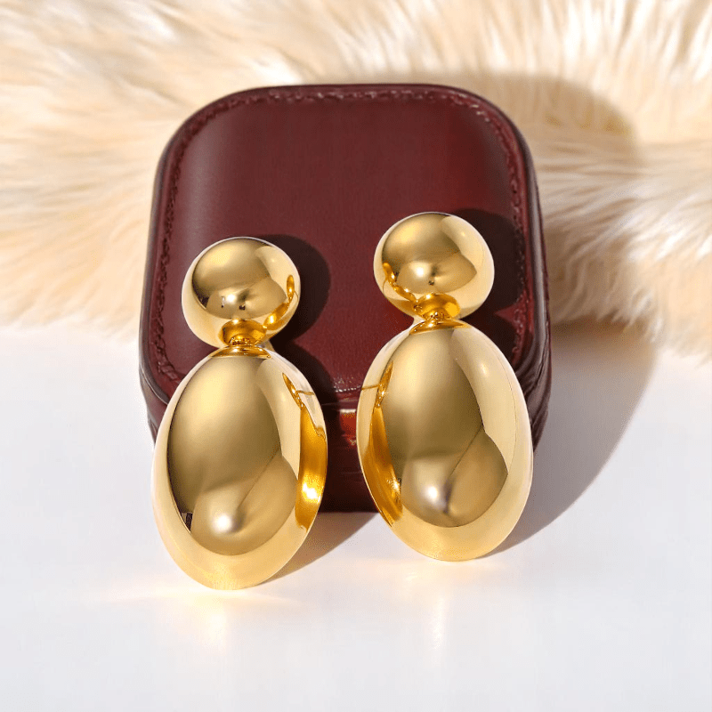 Sleek Chic Earrings | PVD 18K Gold Plated, Stainless Steel, Water Proof - For Women | Includes: Earrings