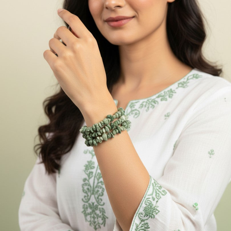 Botanic Bliss Necklace | Green Spot Jasper Stone - For All | Includes: Necklace