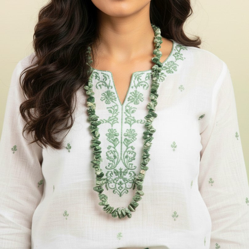 Botanic Bliss Necklace | Green Spot Jasper Stone - For All | Includes: Necklace