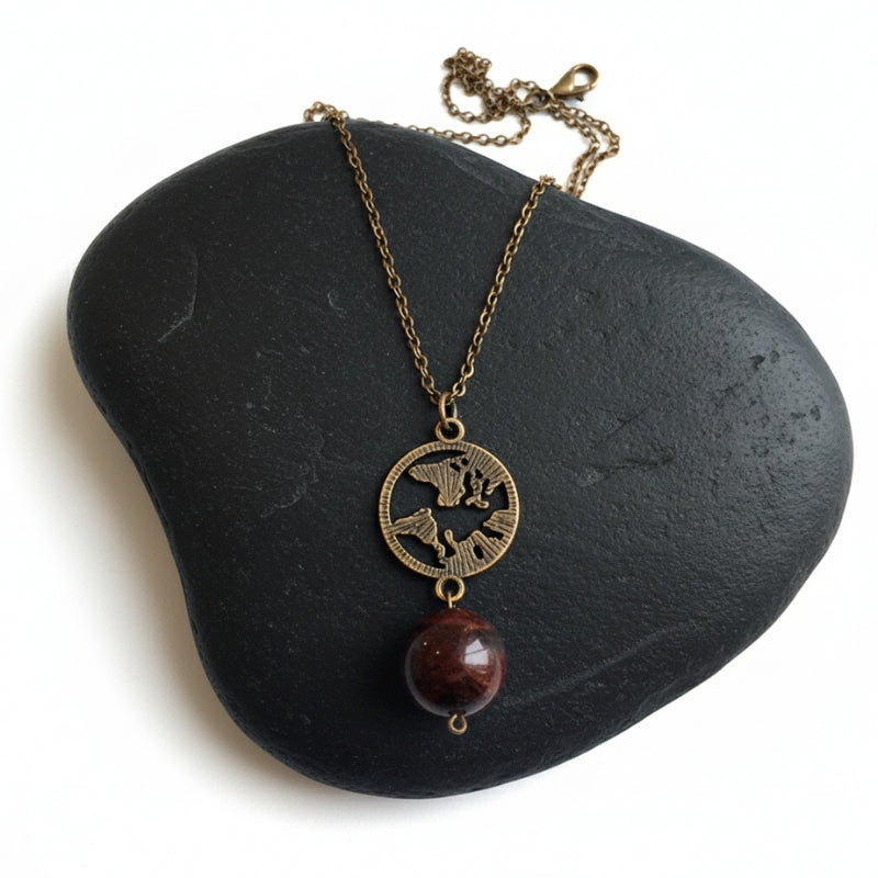 Dainty Bronze Tree of Life Necklace | Red Tiger Eye - For Women | Includes: Necklace