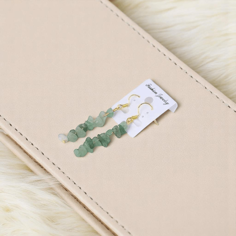 Lucky Aventurine Earrings | Aventurine Stone, Stainless Steel - For Women | Includes: Earrings