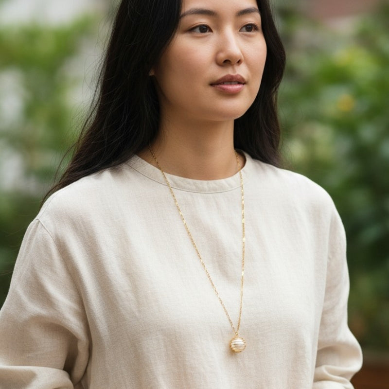 Dainty Whirl Rosy Golden Necklace | Rose Quartz - For Women | Includes: Necklace