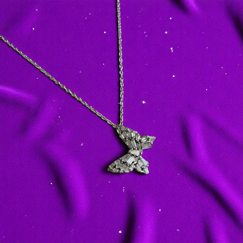Shiny Butterfly Necklace | 925 Silver - For Women | Includes: Necklace