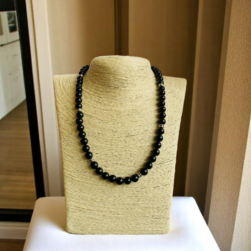 Shield Black Obsidian Set | Black Obsidian - For Unisex | Includes: Necklace & Bracelet