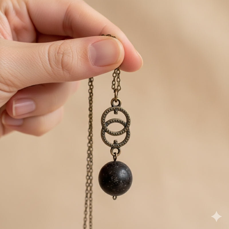 Dainty Bronze Double Loop Necklace | Red Tiger Eye - For Women | Includes: Necklace