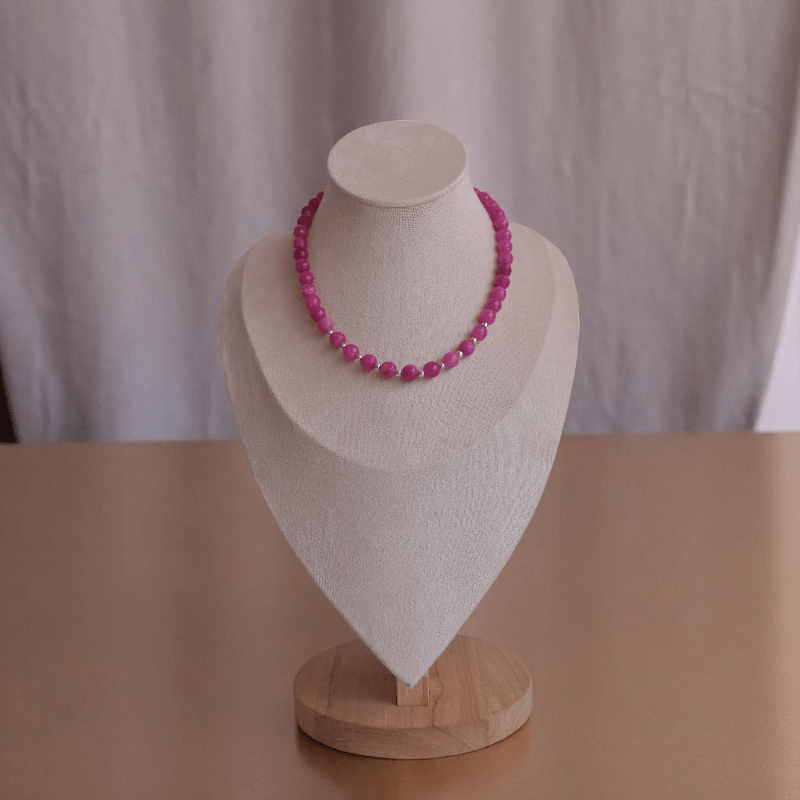 Cherry Blaze Necklace | 925 Silver & Pink Agate Stone - For Girl Kids | Includes: Necklace