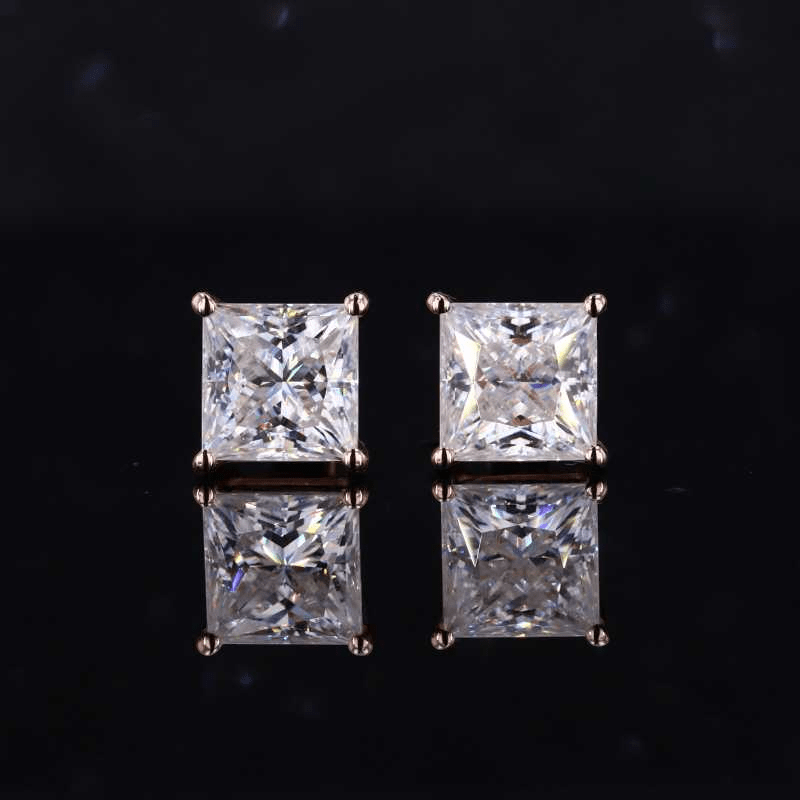 Princess Cut Earrings | 925 Silver & Zircon - For Women | Includes: Earrings