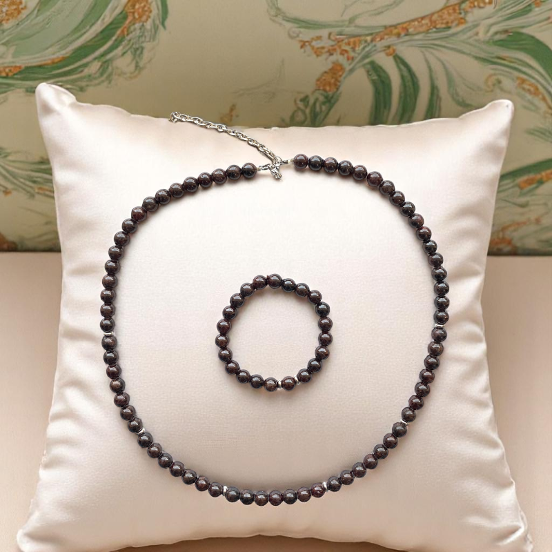 Passion Garnet Set | Garnet - For Unisex | Includes: Necklace & Bracelet