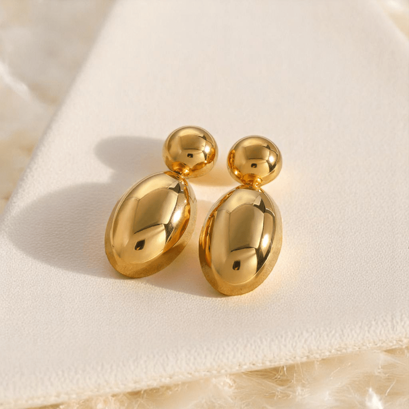 Sleek Chic Earrings | PVD 18K Gold Plated, Stainless Steel, Water Proof - For Women | Includes: Earrings