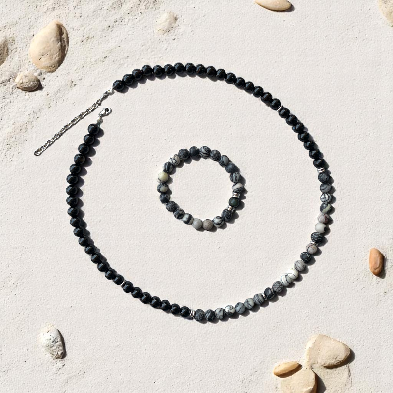 Fiery Tiger Eye Set | Red Tiger Eye - For Unisex | Includes: Necklace & Bracelet