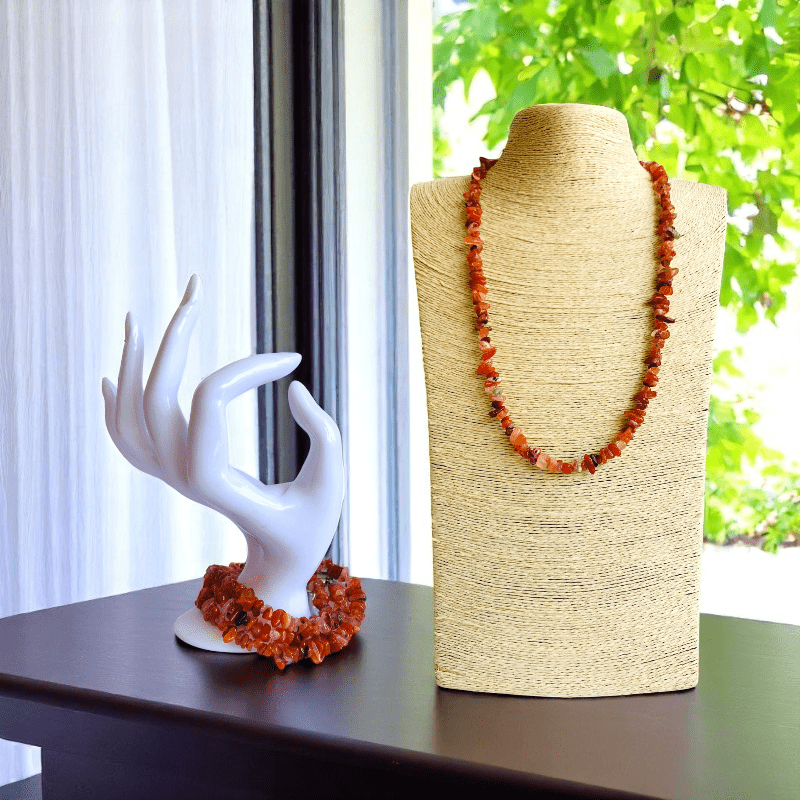 Vibrant Carnelian Necklace | Carnelian Stone - For All | Includes: Necklace/Bracelet