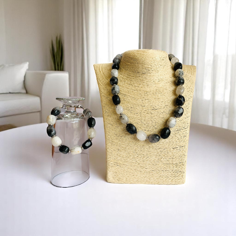 Golden Rutile Set | Rutile - For Unisex | Includes: Necklace & Bracelet