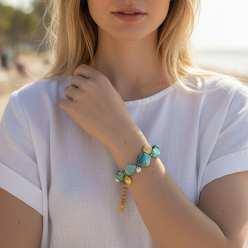 Aqua Oceanic Vibe Bracelet | Sea Shells - For Women | Includes: Bracelet