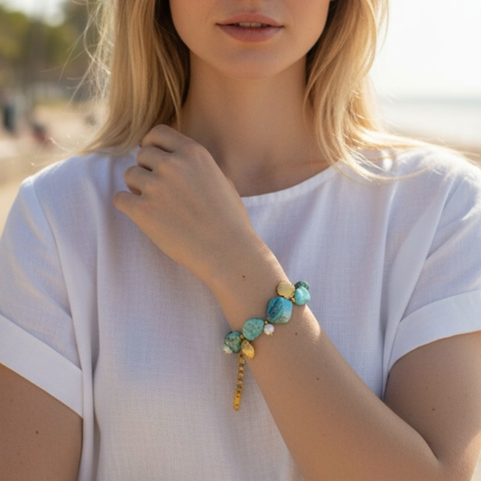 Aqua Oceanic Vibe Bracelet | Sea Shells - For Women | Includes: Bracelet