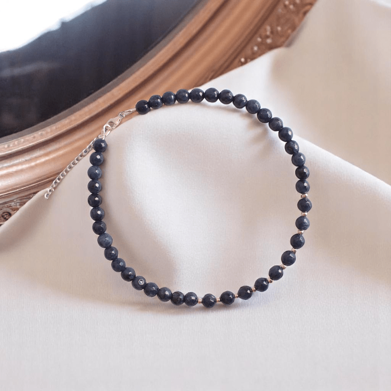 Denim Blue Sapphire Necklace | 925 Silver & Sapphire - For Girl Kids | Includes: Necklace