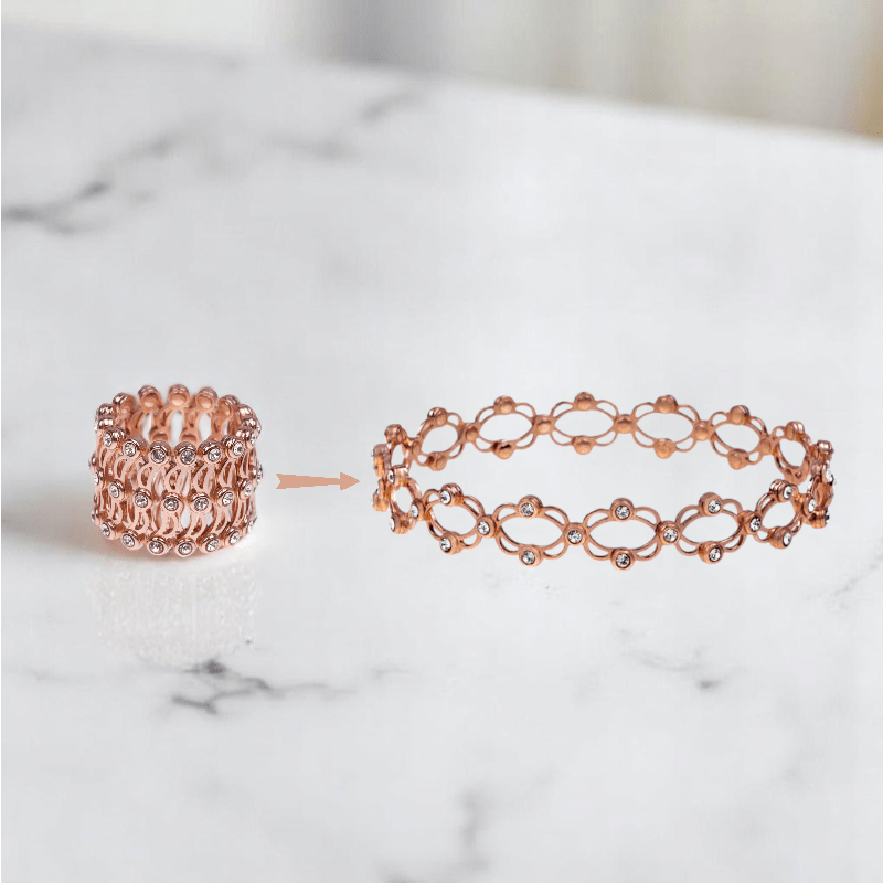 Rose Gold Convertible Ring/Bracelet | 925 Silver, Rose Gold Plating - For Women | Includes: Ring/Bracelet