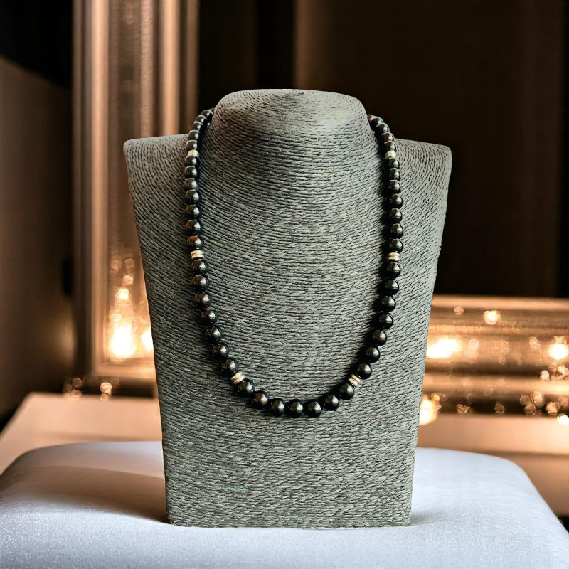 Shield Black Obsidian Set | Black Obsidian - For Unisex | Includes: Necklace & Bracelet