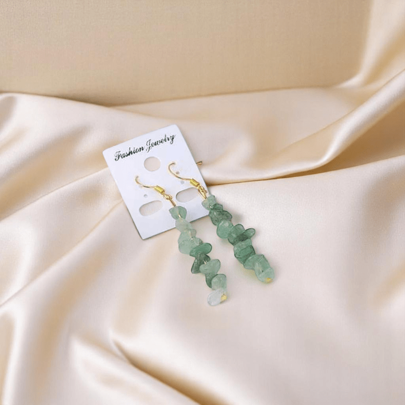 Lucky Aventurine Earrings | Aventurine Stone, Stainless Steel - For Women | Includes: Earrings