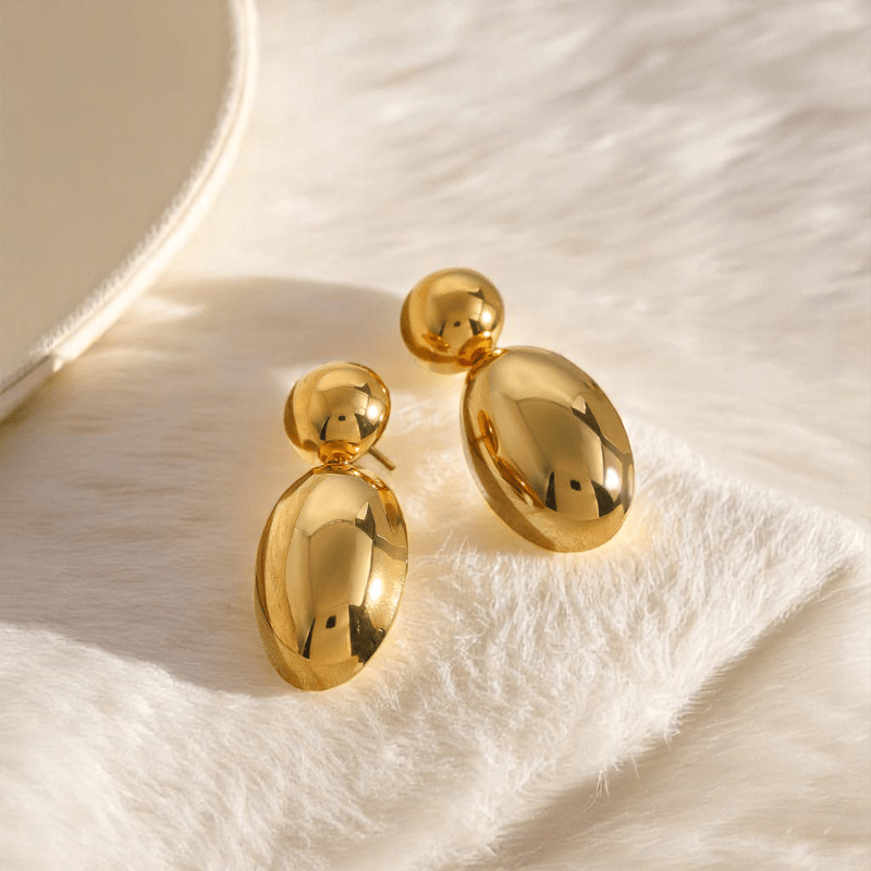 Sleek Chic Earrings | PVD 18K Gold Plated, Stainless Steel, Water Proof - For Women | Includes: Earrings
