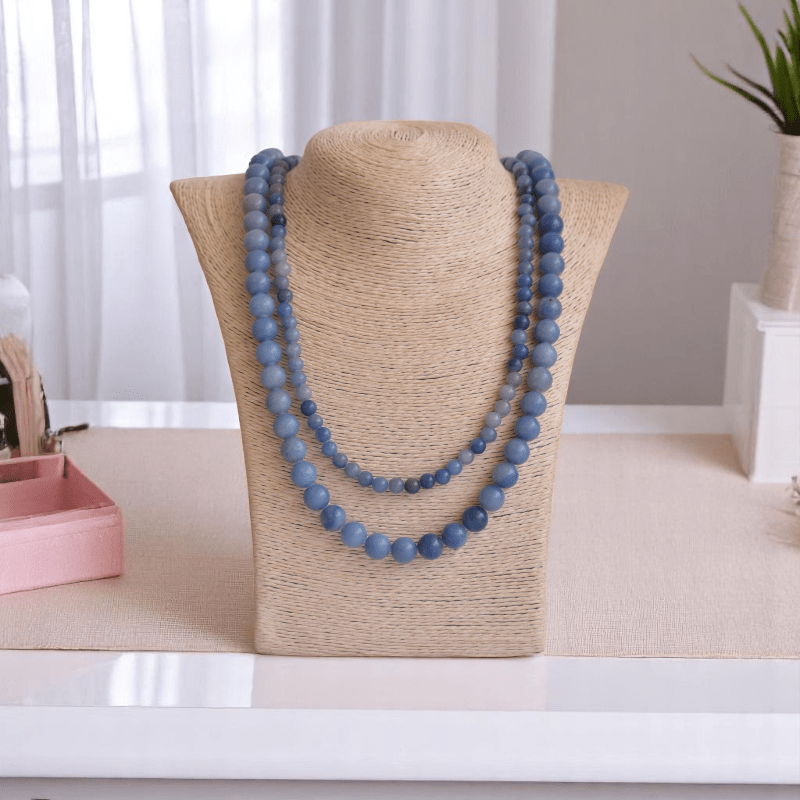 Double Layered Skyhunter Necklace | Blue Aventurine Stone - For Women | Includes: Necklace (Set Of 2)
