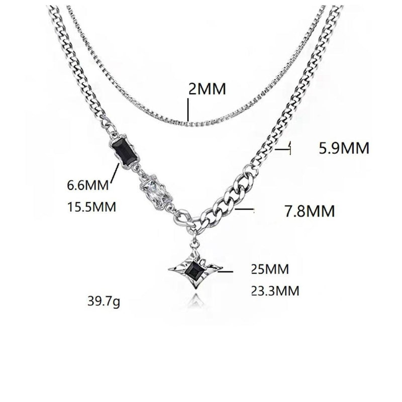 Obsidian Dual Layer Necklace | Premium Alloy- For Men| Includes: Necklace