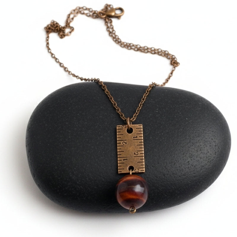 Dainty Bronze Scale Necklace | Red Tiger Eye - For Women | Includes: Necklace