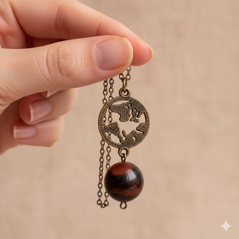 Dainty Bronze Tree of Life Necklace | Red Tiger Eye - For Women | Includes: Necklace