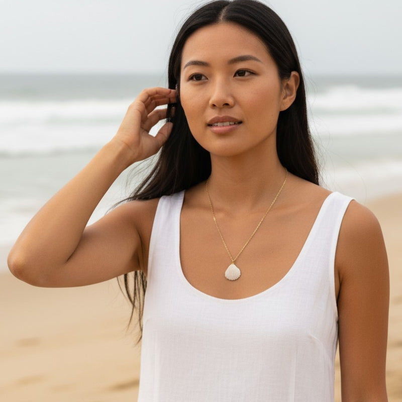 Calico Clam Necklace | Natural Calico Clam- For Women | Includes: Necklace