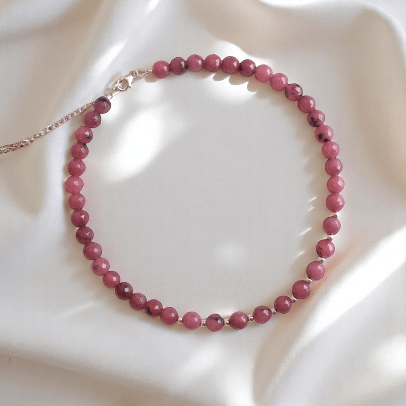 Playful Glow Necklace | 925 Silver & Rhodonite Stone - For Girl Kids | Includes: Necklace