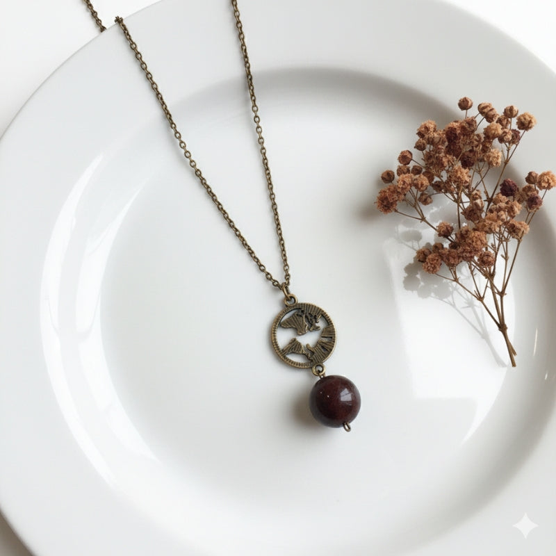Dainty Bronze Tree of Life Necklace | Red Tiger Eye - For Women | Includes: Necklace