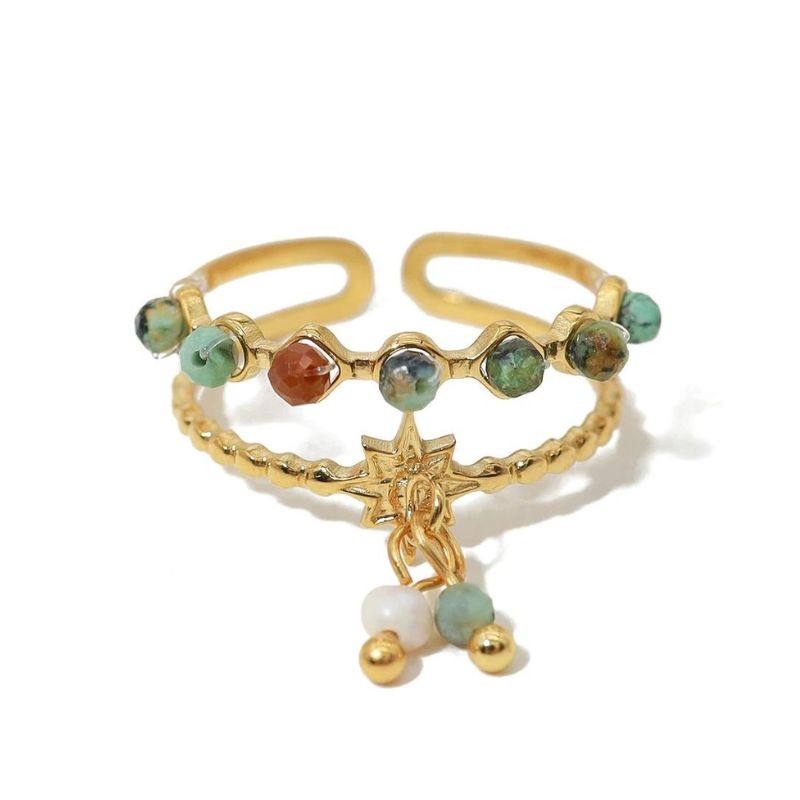 Stone Designer Adjustable Ring | 18K PVD Gold Plated- For Women | Includes: Ring