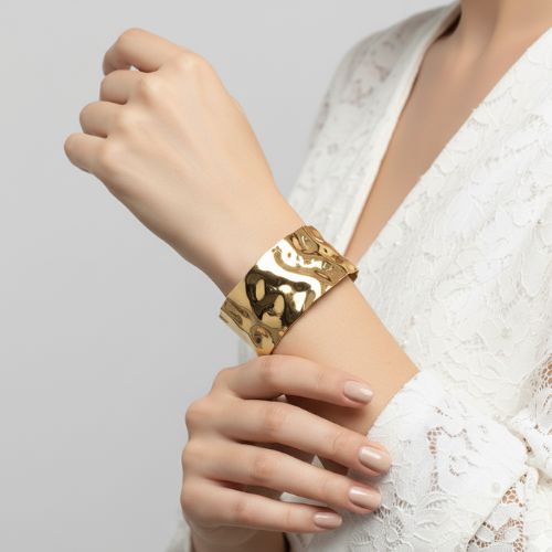 Cuff of Power Bracelet | PVD 18K Gold Plated, Stainless Steel, Water Proof - For Women | Includes: Bracelet