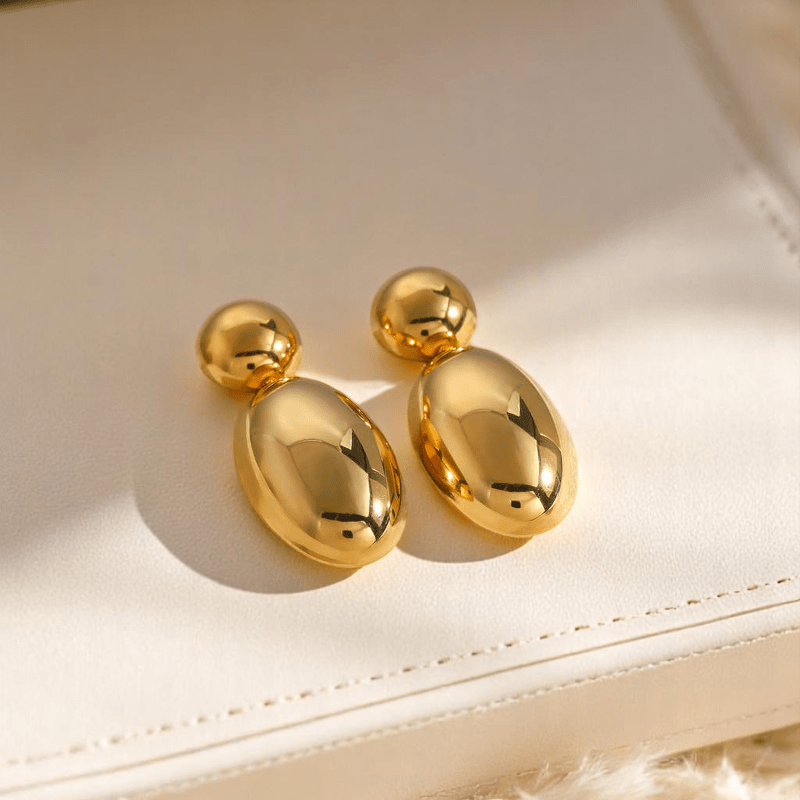 Sleek Chic Earrings | PVD 18K Gold Plated, Stainless Steel, Water Proof - For Women | Includes: Earrings
