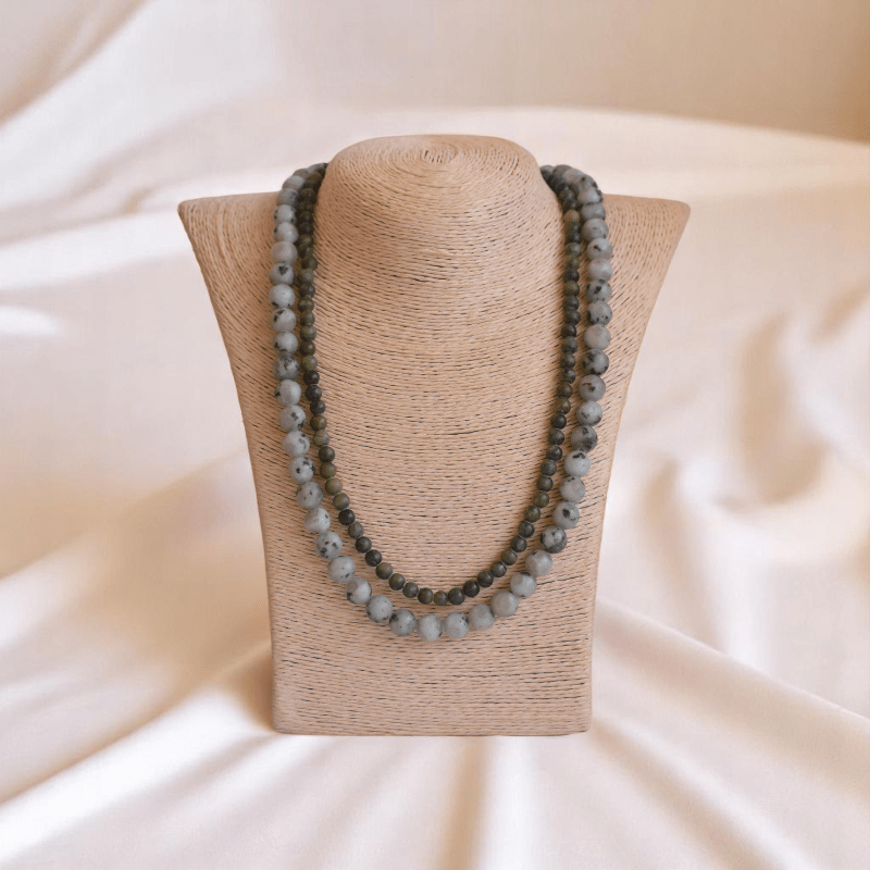 Double Layered Deep Woods Amulet Necklace | Jasper Stone - For Women | Includes: Necklace (Set Of 2)
