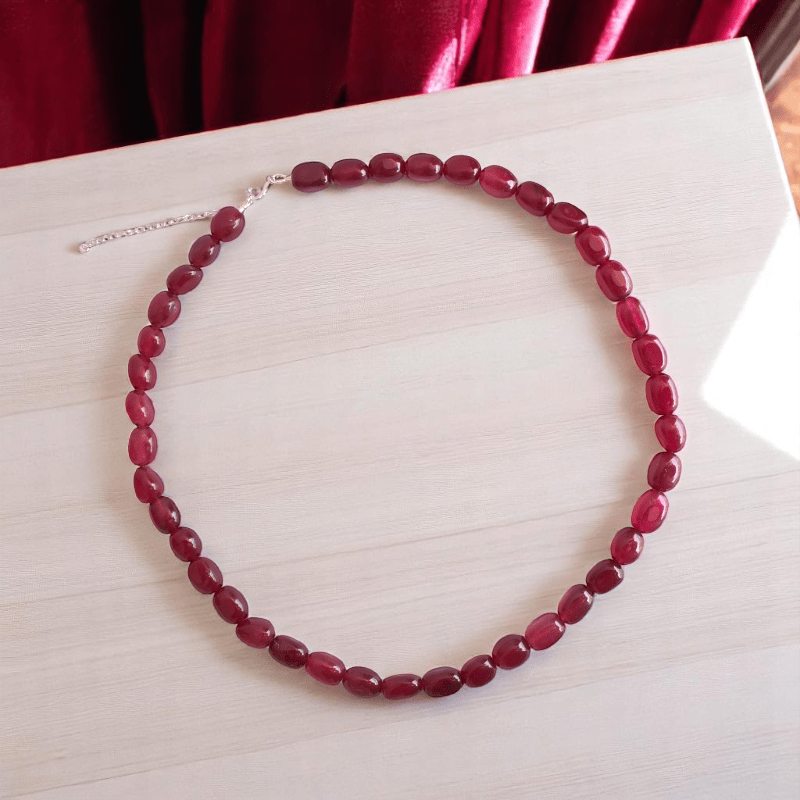 Ruby Soul Necklace | 925 Silver & Red Onyx Stone - For All | Includes: Necklace
