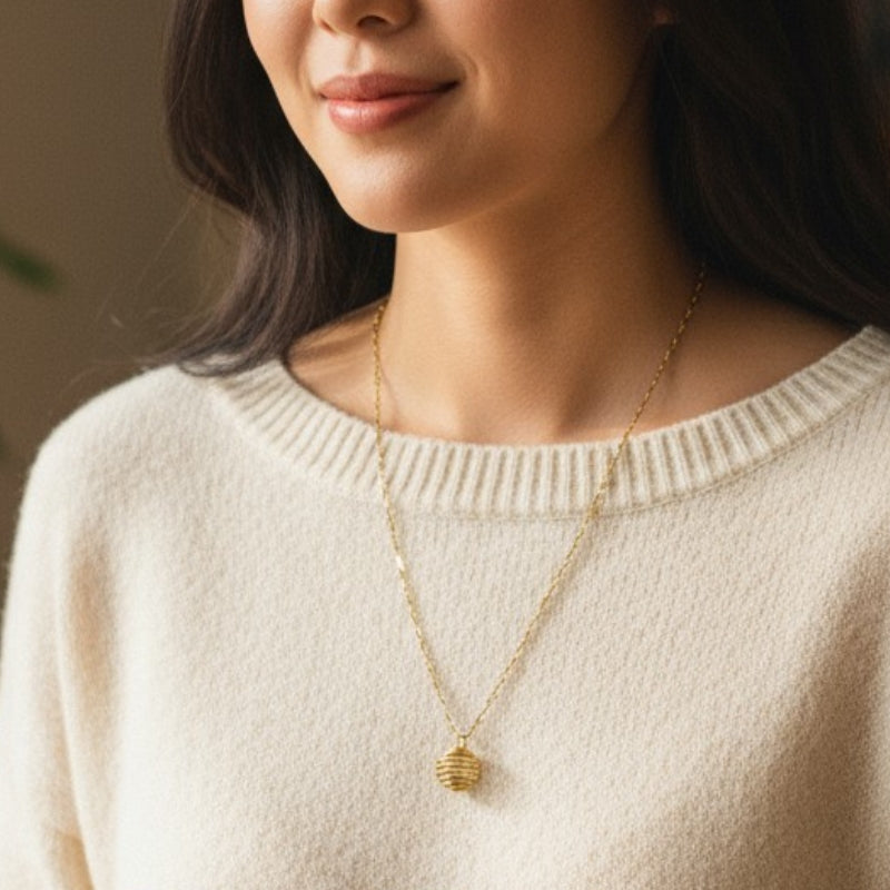 Dainty Whirl immunity Golden Necklace | Garnet Stone - For Women | Includes: Necklace