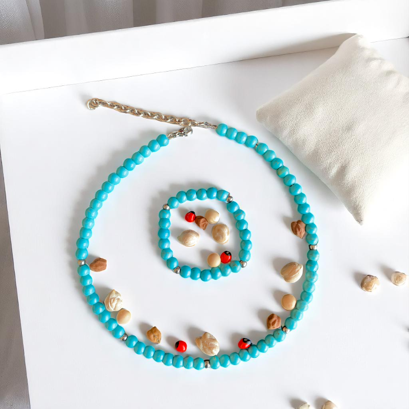 Ocean Turquoise Set | Turquoise - For Kids Girls | Includes: Necklace & Bracelet