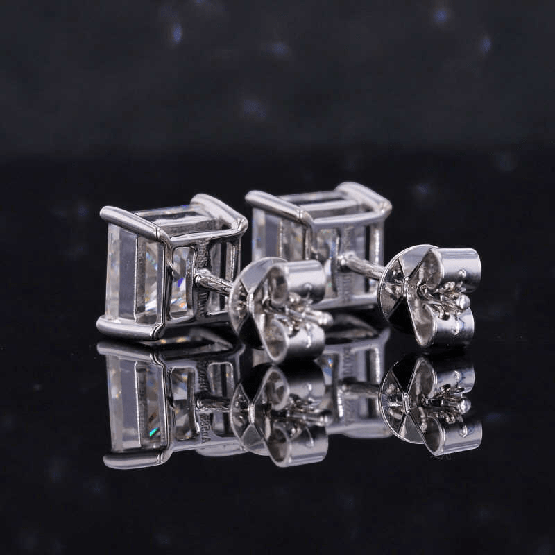 Princess Cut Earrings | 925 Silver & Zircon - For Women | Includes: Earrings