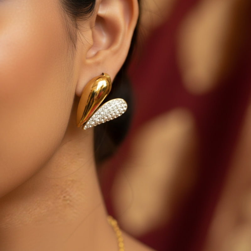 Zircon Heart Earring | 18K PVD Gold Plated - For Women | Includes: Earring