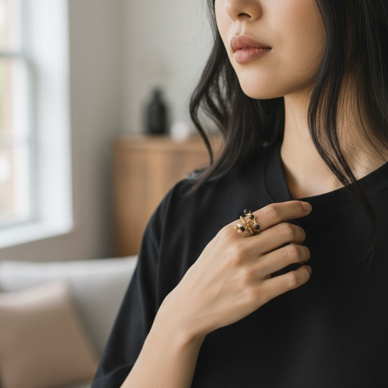 Mystic Designer Adjustable Ring | 18K PVD Gold Plated- For Women | Includes: Ring