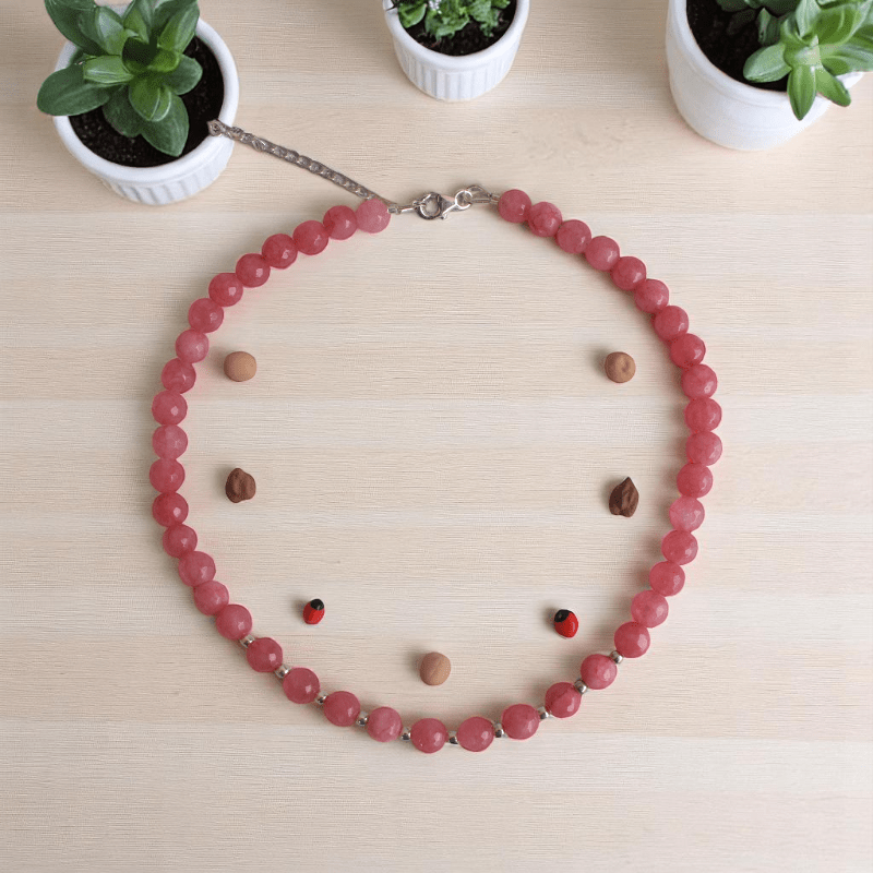 Joy Charm Necklace | 925 Silver & Rhodonite Stone - For Girl Kids | Includes: Necklace