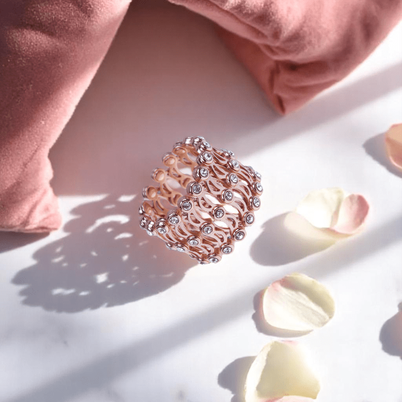 Rose Gold Convertible Ring/Bracelet | 925 Silver, Rose Gold Plating - For Women | Includes: Ring/Bracelet